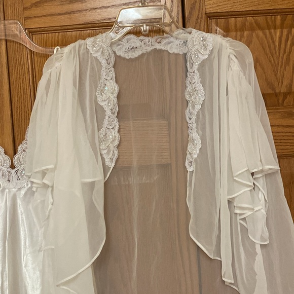 Victoria Secret Women’s S Gold Label Bridal Wedding Peignoir 2 piece Set 1990’s - Picture 11 of 15